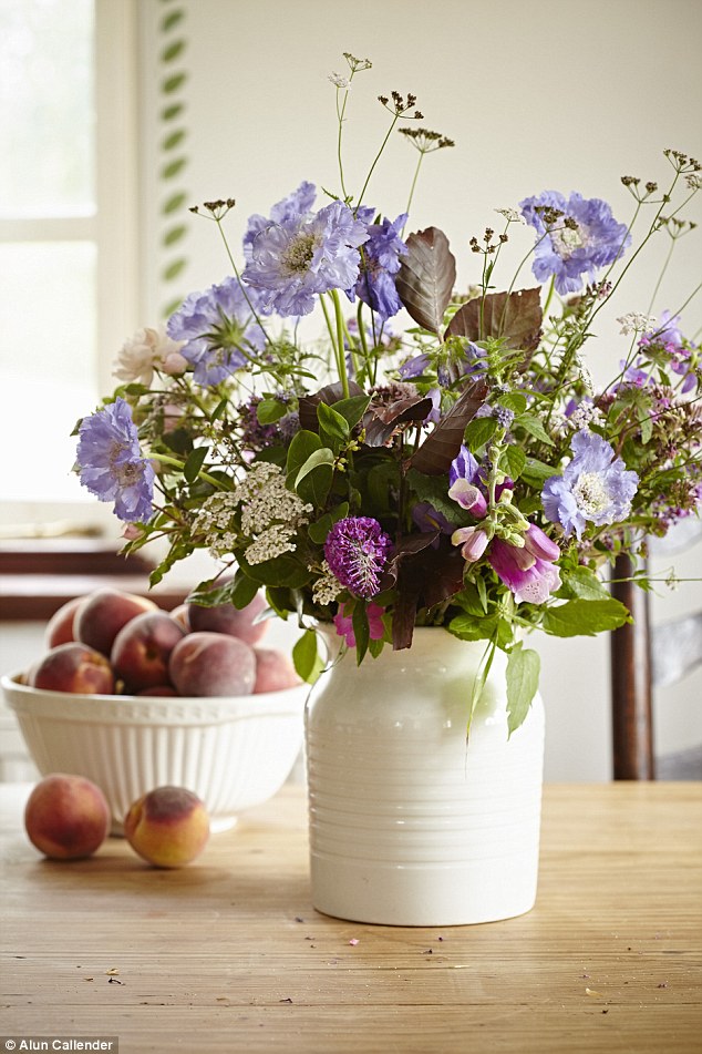 ‘I picked these hedgerow flowers down the lane this morning,’ says Sarah. For a similar pitcher and mixing bowl, try Sophie Conran for Portmeirion at John Lewis (johnlewis.com)