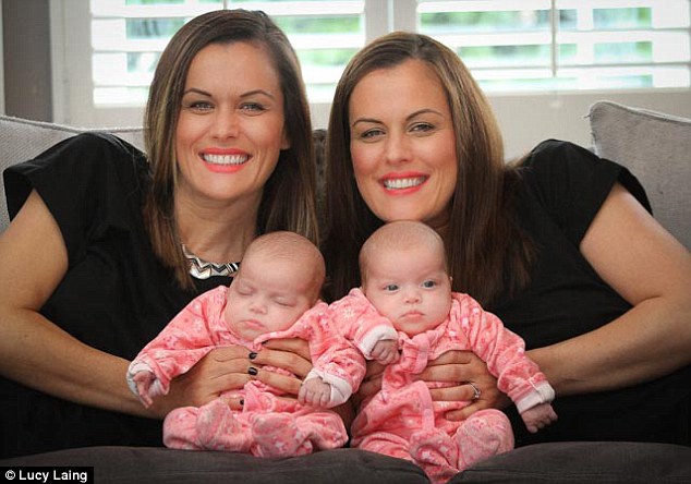 Michelle Cooke (right) pictured with her identical twins Elsie (left) and Marnie (right) with twin sister Sarah
