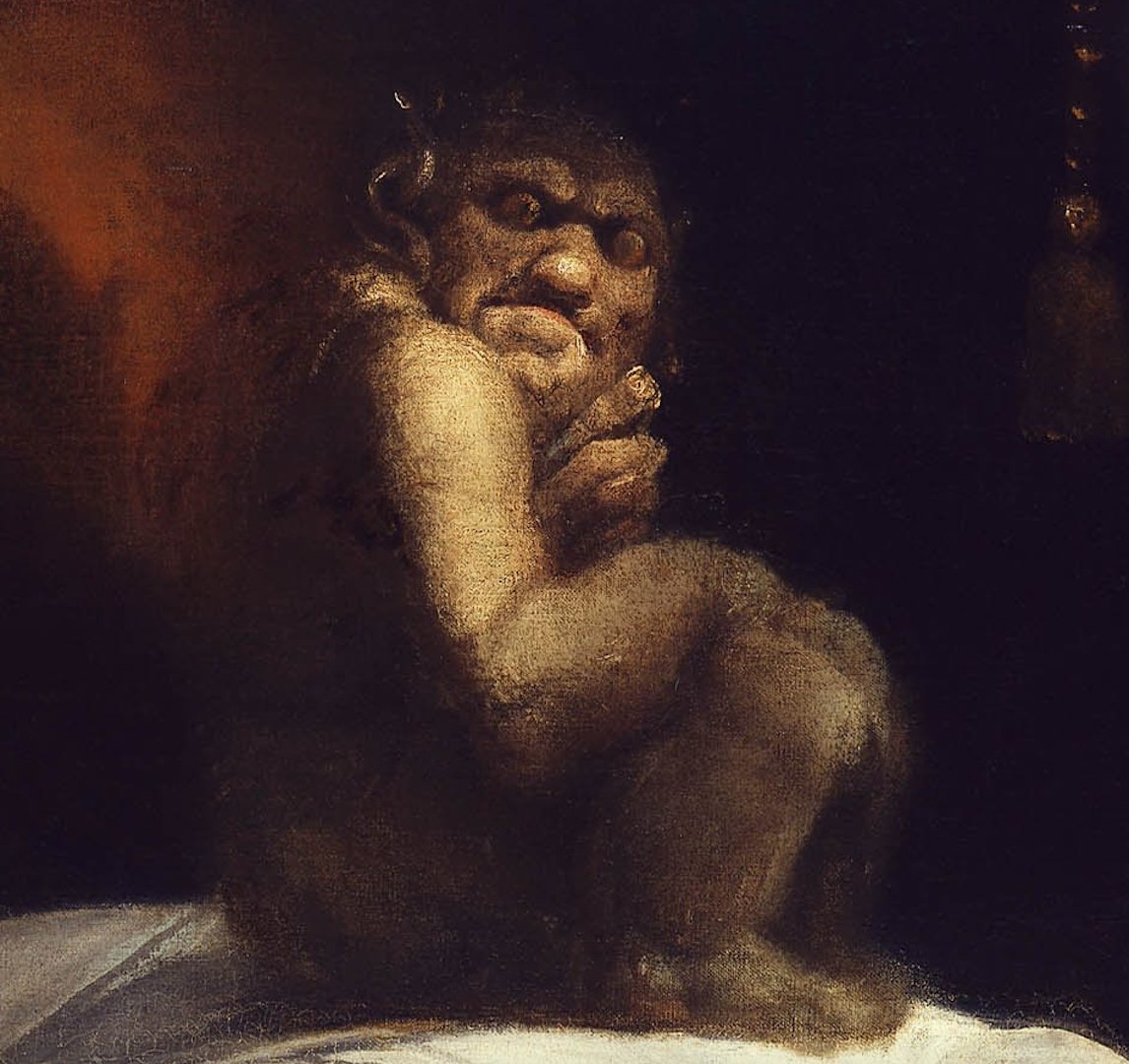 Картина черта. Генри Фюсли ночной кошмар 1781. Князь Лючио Риманец. Черти на картинах художников.