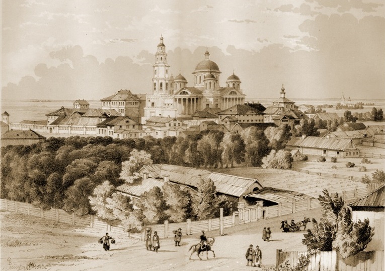 Казанский Богородицкий монастырь на гравюре Э. Турнерелли. Начало XIX века