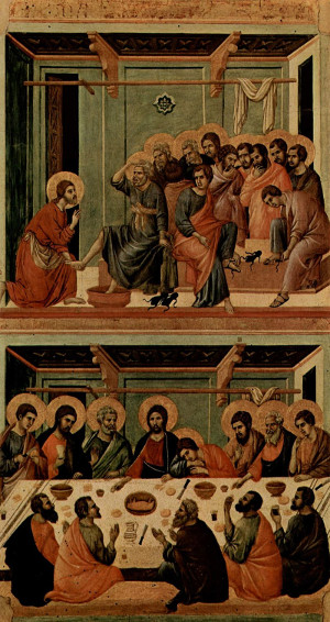 Jesus and his disciples on what will be called Maundy Thursday