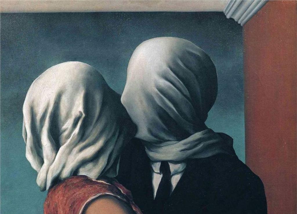 Картина Рене Магритта "Влюбленные"