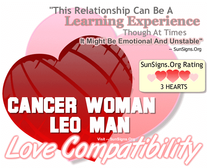 Cancer Woman Leo Man Love Compatibility